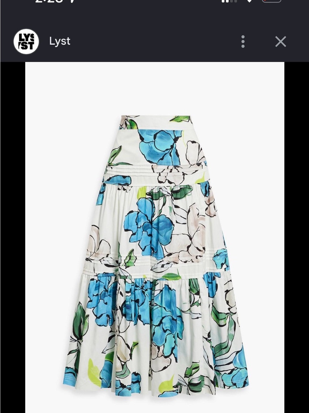 Aje White Maxi Skirt with Blue Floral & Green Leaf Print